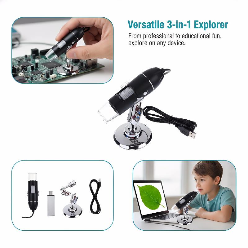 Usb Microscope 1000X Digital - 50X-1000X デジタルワイヤレス顕微鏡 USB WiFi スタンド付き Android