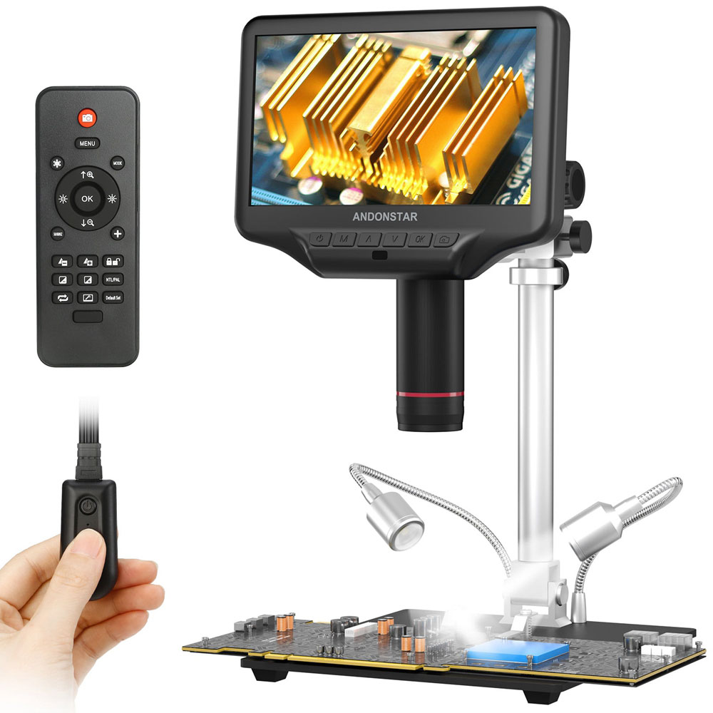 Digital Microscope With Screen 7 Inch - Andonstar AD407 PRO デジタル顕微鏡 7インチスクリーン付き、はんだ付けツール用のアップグレードされた12.5インチ金属製ベーススタンド付き