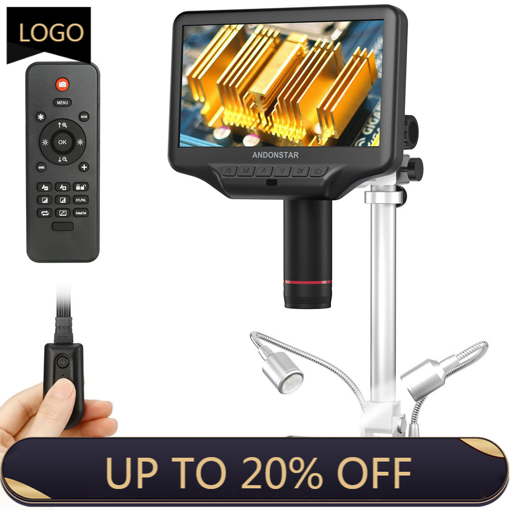 Digital Microscope With Screen 7 Inch - Andonstar AD407 PRO デジタル顕微鏡、7インチスクリーンとアップグレードされた12.5インチメタルベーススタンド付き、はんだ付けツール用