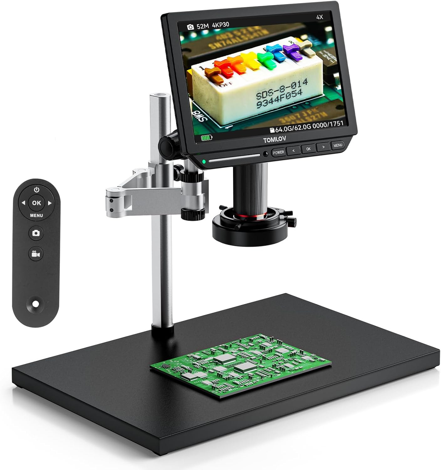 Digital Microscope 4K Hdmi 2000X - TOMLOV デジタル4K顕微鏡 はんだ付け用 TM4K フレックスアーム 2000倍