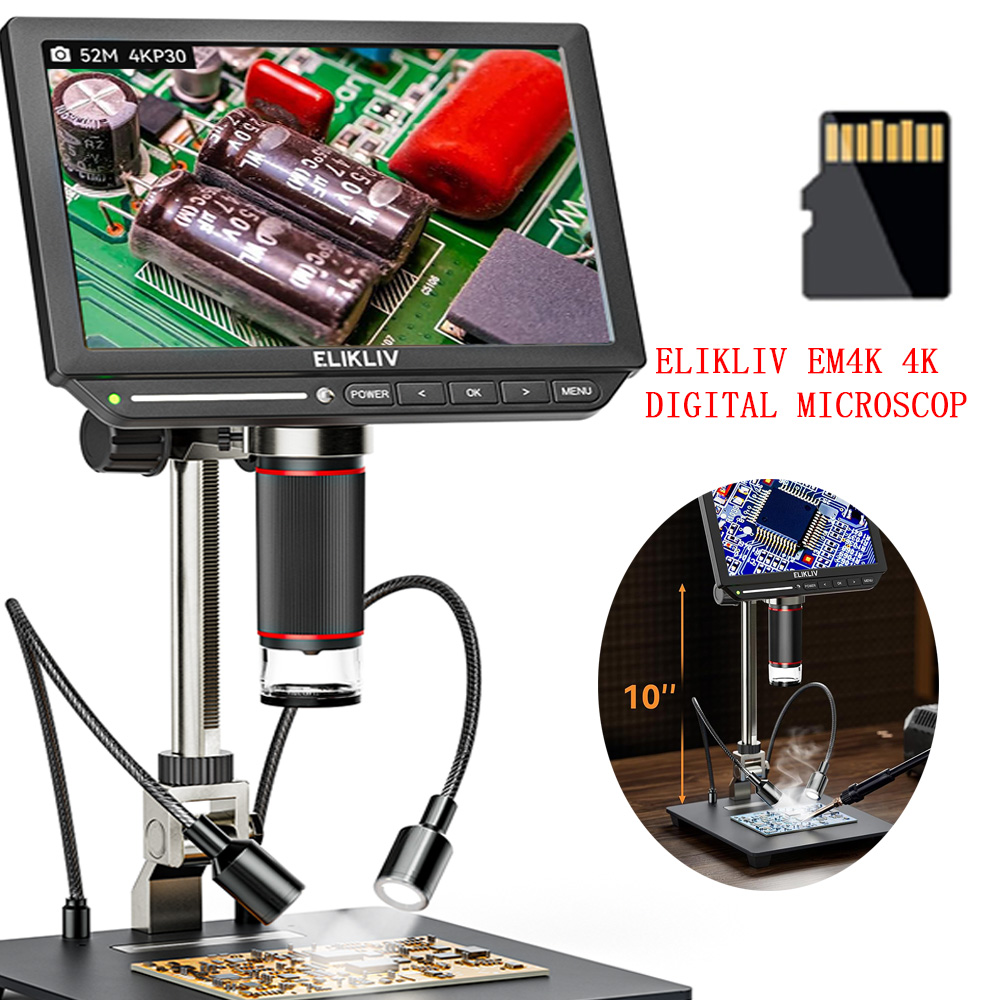 Digital Microscope 4K Hdmi 2000X - Elikliv EM4K 4Kデジタル電子機器用顕微鏡 8インチ 52MP HDMI対応