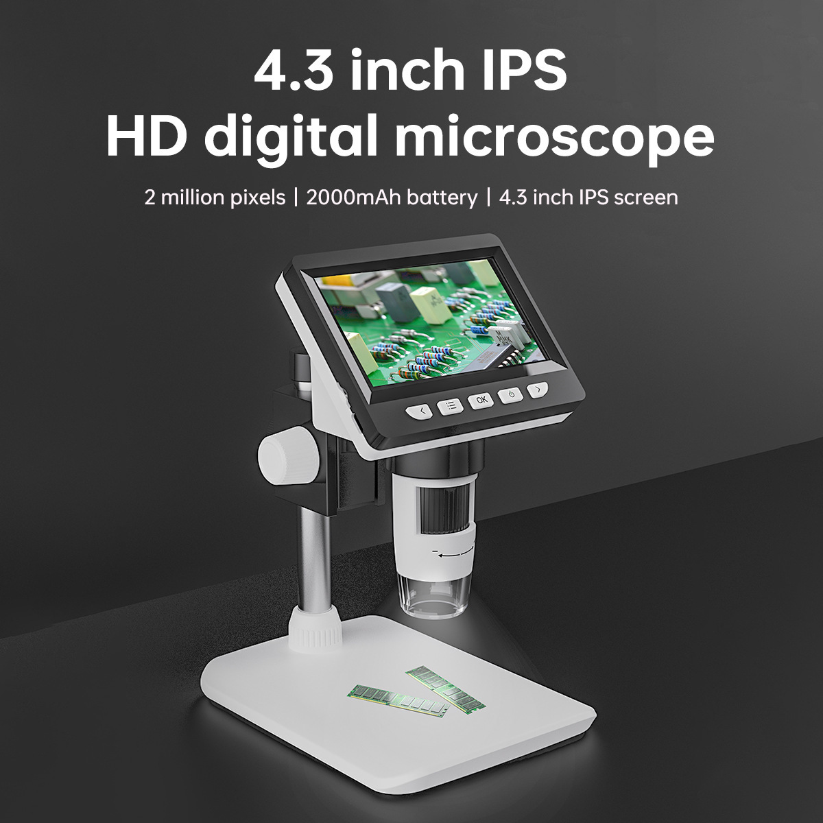 Usb Microscope 1000X Digital - ポータブル電子デジタル顕微鏡,コイン顕微鏡,拡大鏡カメラ,1080pビデオ,1000x,2mp,4.3インチ