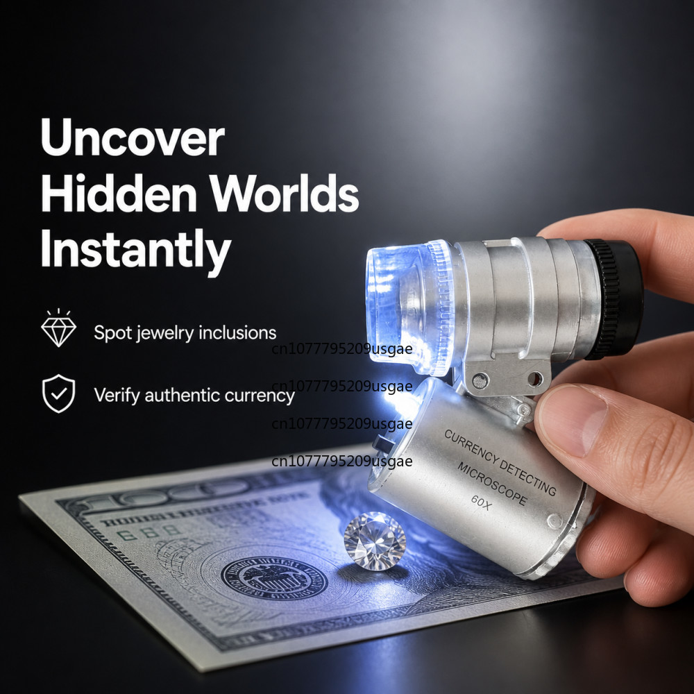 Gem Microscope Jeweler - 60倍 ジュエリーアイルーペ LED UVライト付き ポケット拡大鏡 ジュエリー拡大鏡
