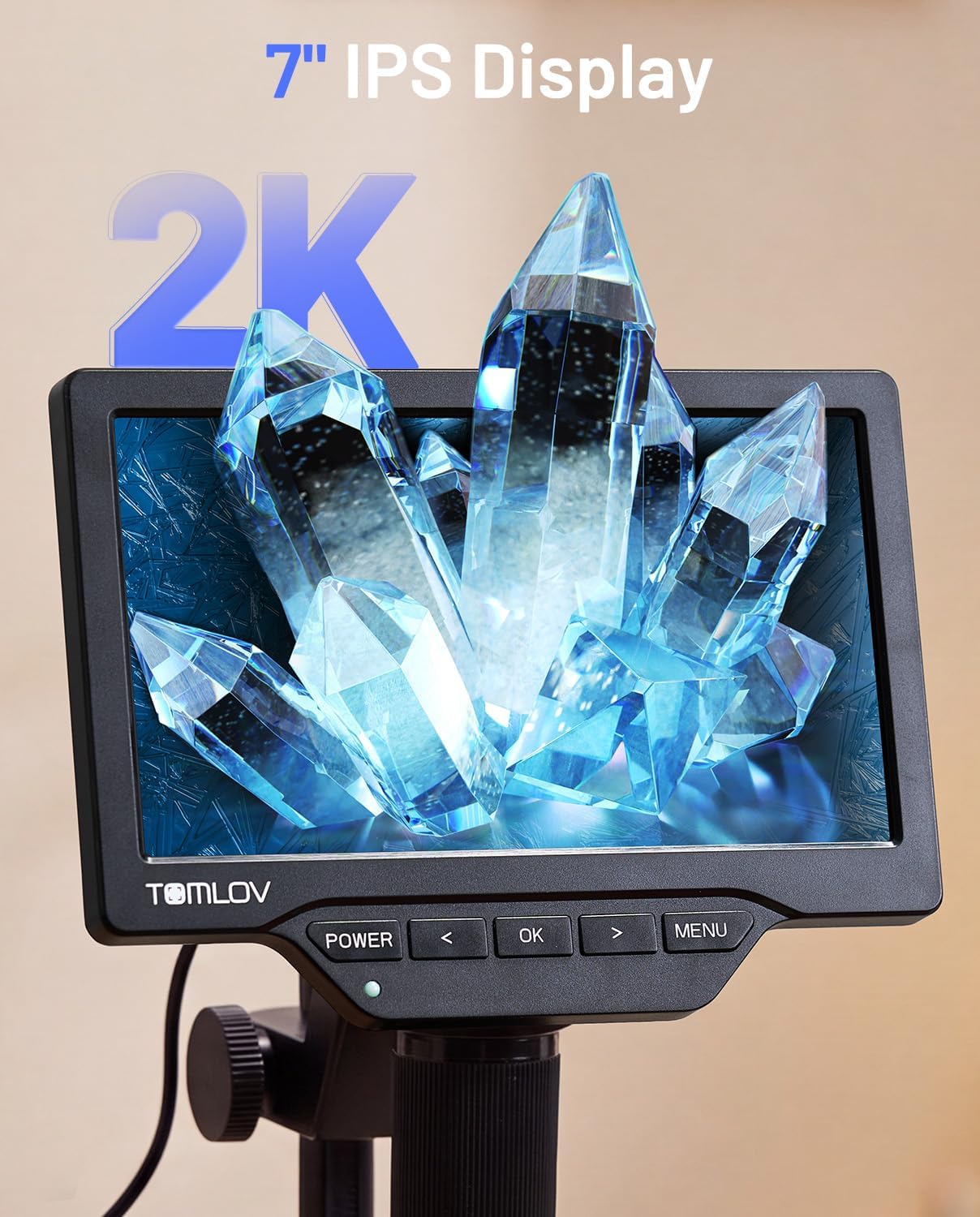 Gem Microscope Jeweler - TOMLOV製、計量機能付き宝石顕微鏡。4.3インチ/7インチディスプレイ、デジタル拡大鏡DM4W。最大2Kフルビュー、コイン鑑定用。0.1gの精度、LEDライト付き。コイン収集家、宝石商、学生向けの計量器。Windows/Macに対応。クリスマスや新年のプレゼントに最適。