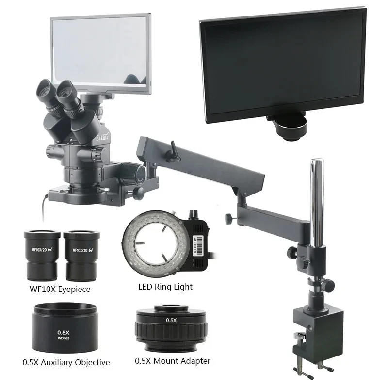 Measuring Microscope Video 1080P - Simul-フォーカス付き三眼ステレオ顕微鏡,hdmiビデオ測定カメラ,11.6インチディスプレイ,歯科実験,fhd 1080p,3.5-45x