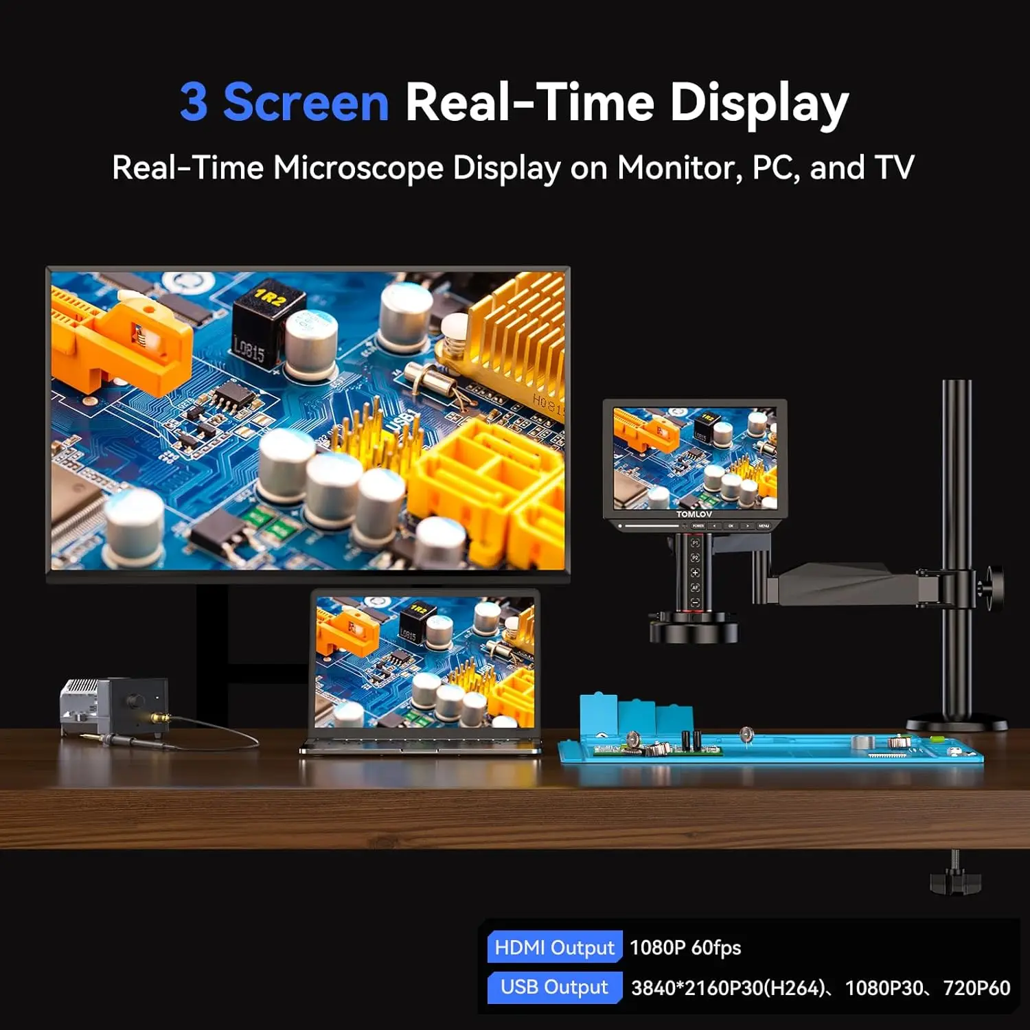 TOMLOV 4K デジタル顕微鏡 オートフォーカス 200 - Digital Microscope 4K Hdmi 2000X のレビューと価格