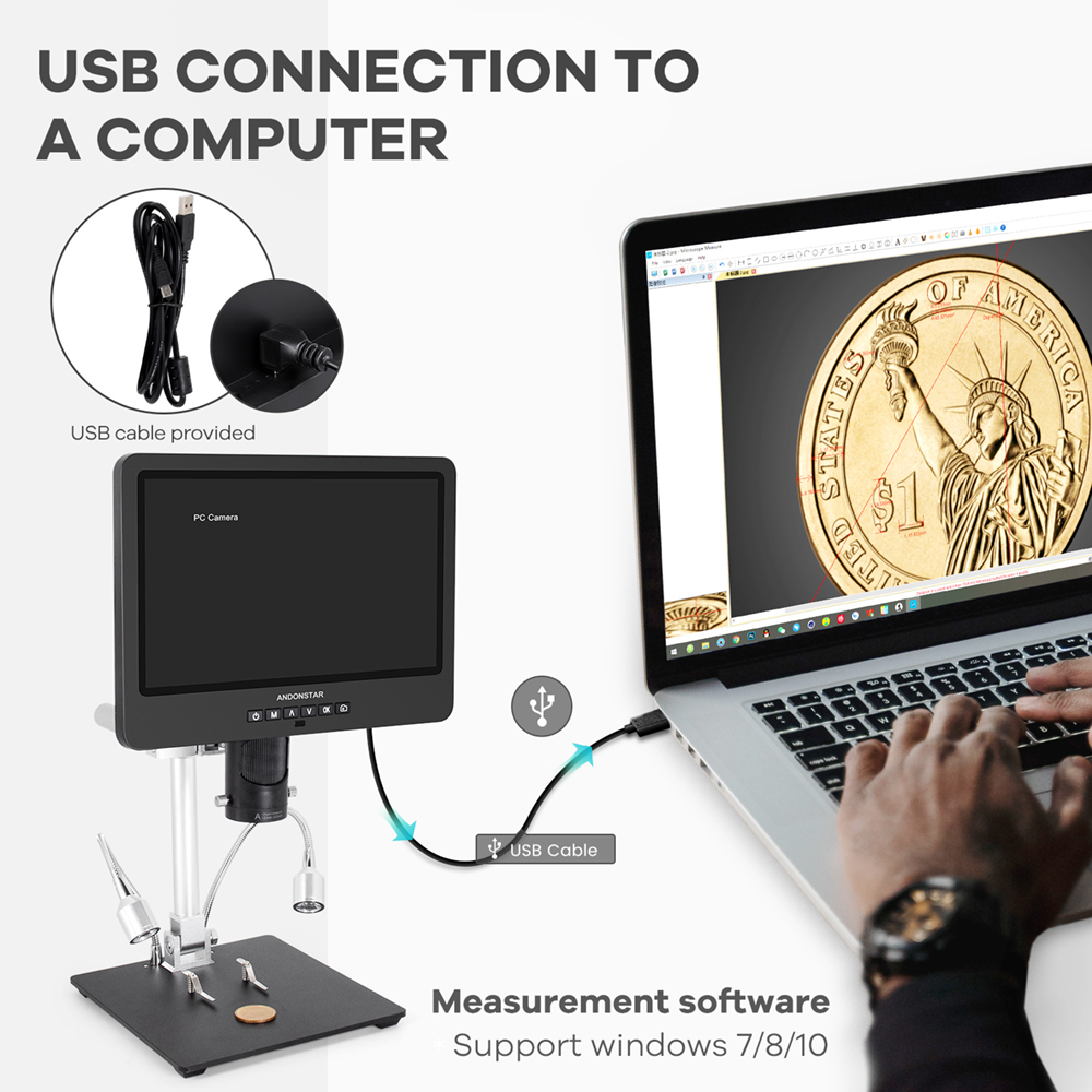 Andonstar 三眼 HDMI USB デジタル顕微鏡  - Metallurgical Microscope Inverted のレビューと価格