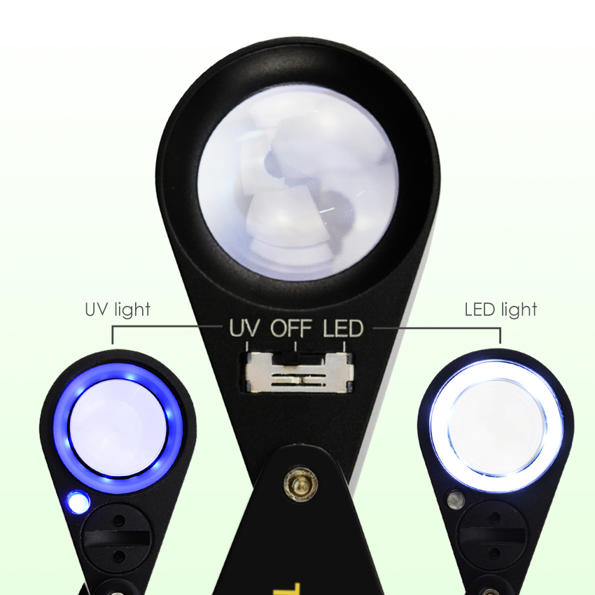 10倍拡大鏡、ライトとUVライト付き、21mmアクロマティッ - Gem Microscope Jeweler のレビューと価格