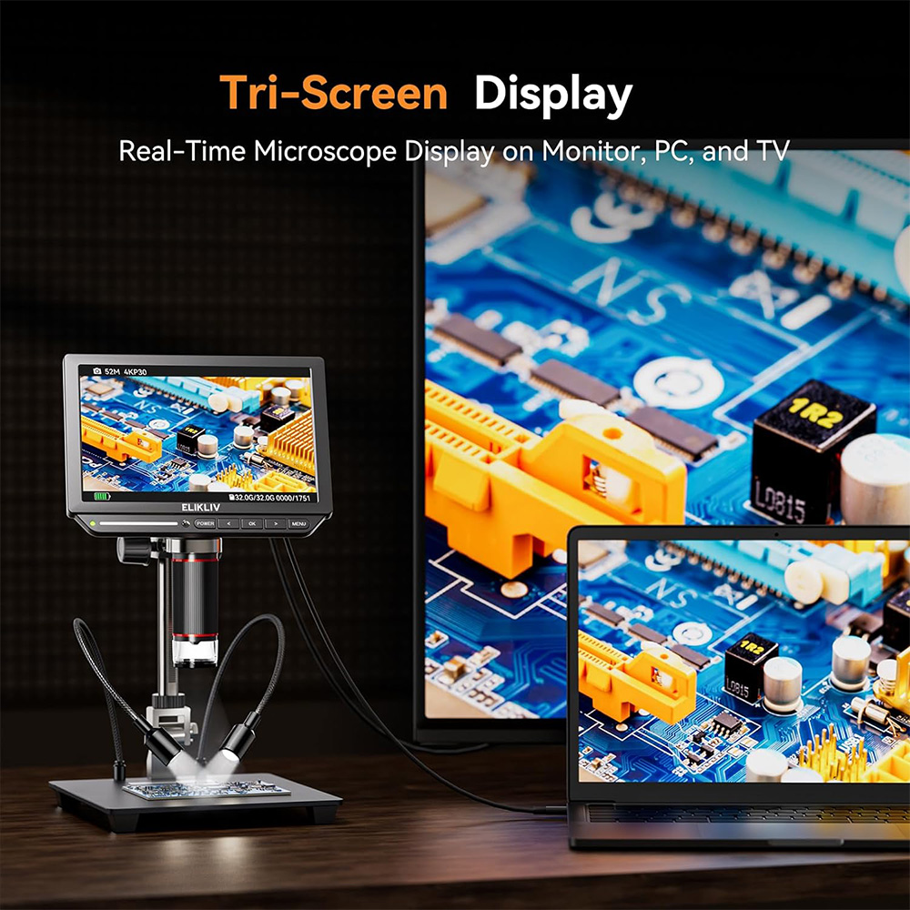 Elikliv 8インチデジタル顕微鏡 電子機器用 HDMI - Digital Microscope 4K Hdmi 2000X のレビューと価格