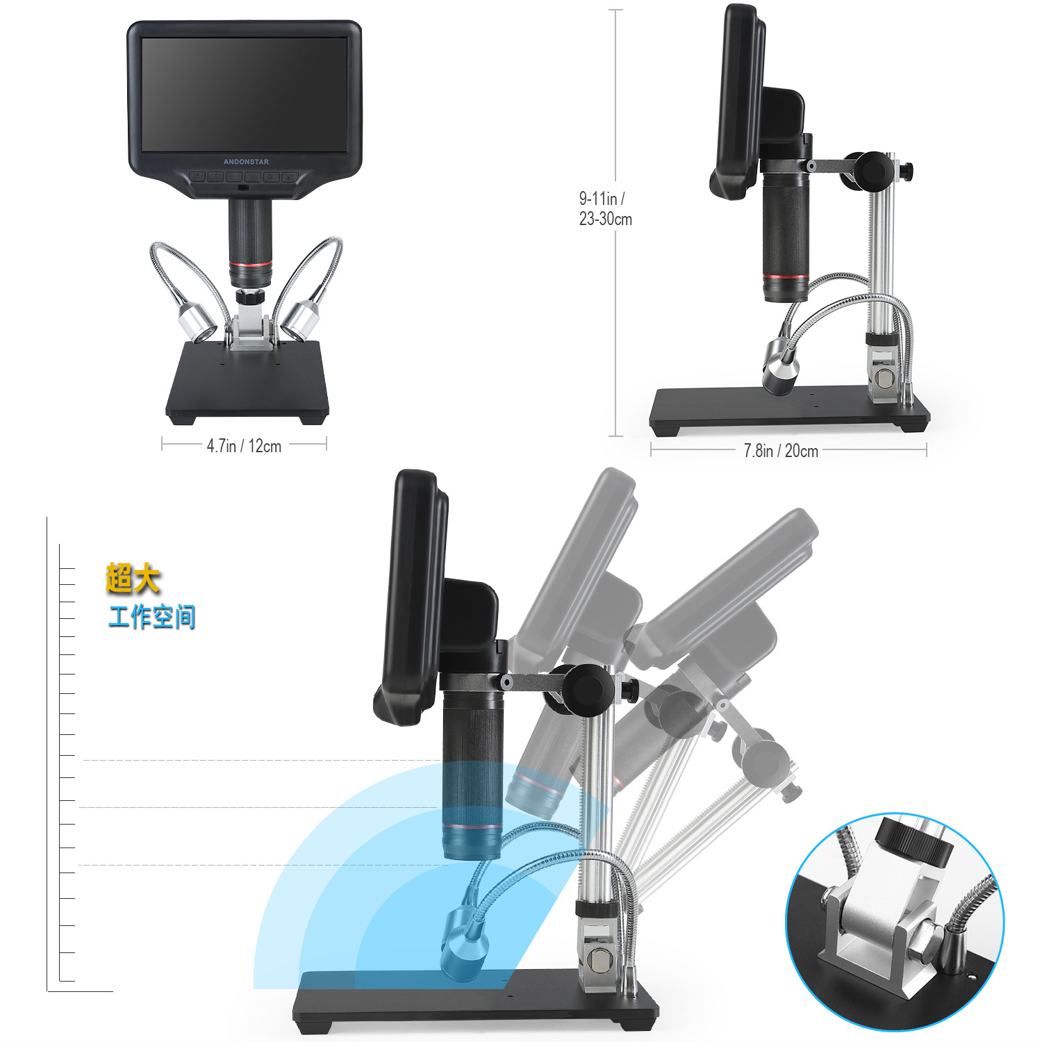 高解像度 7 インチ大画面 3D デジタル顕微鏡 工業用メン - Digital Microscope With Screen 7 Inch のレビューと価格