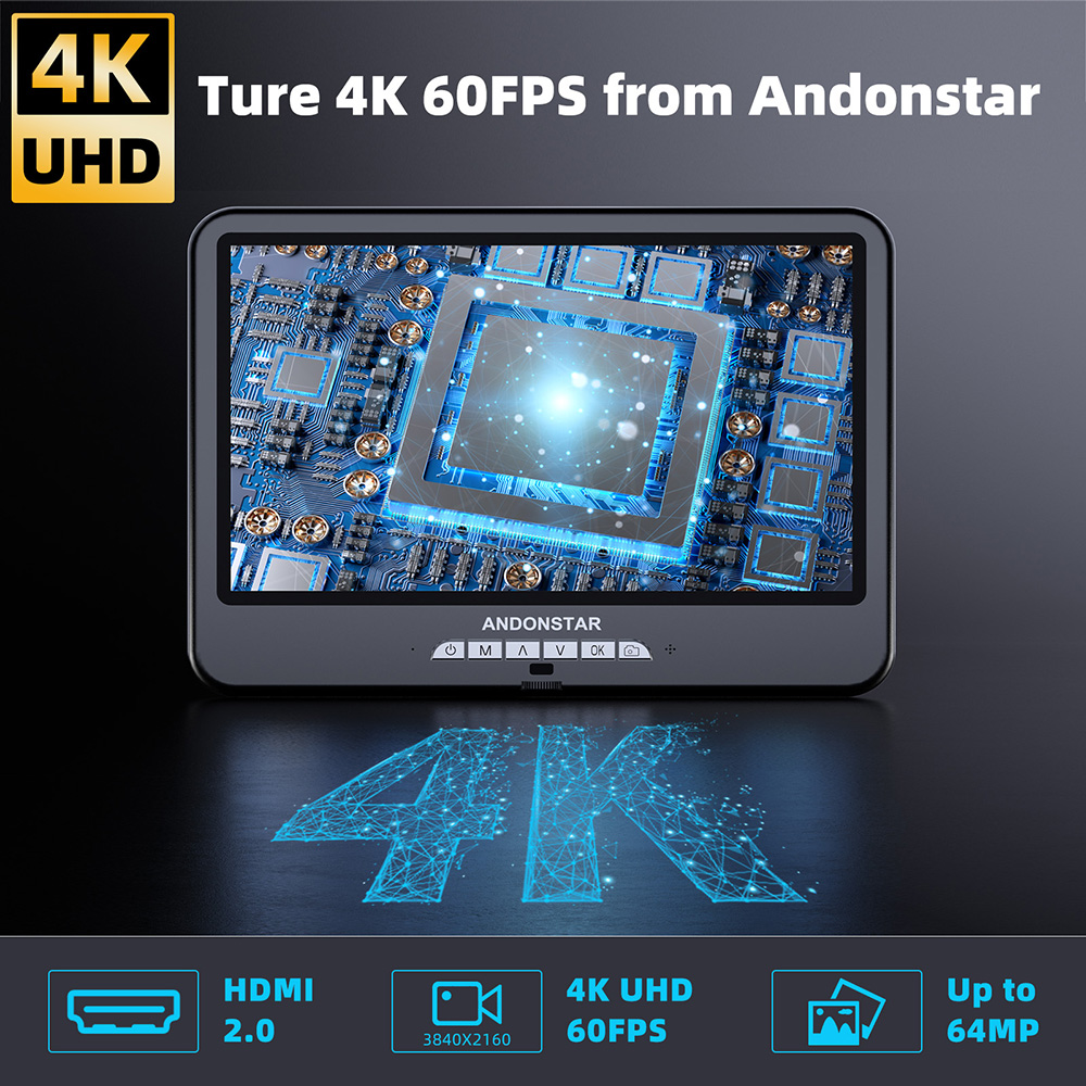 Andonstar 最初の 4K 60FPS AD210S- - Digital Microscope 4K Hdmi 2000X のレビューと価格