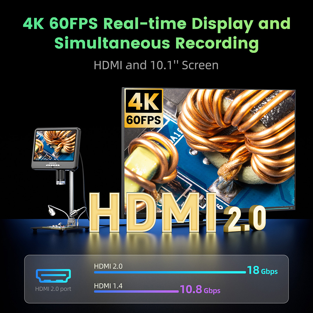 Andonstar AD210S 10.1インチ 4K 60 - Digital Microscope 4K Hdmi 2000X のレビューと価格