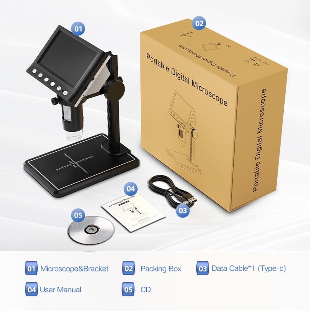 デジタル顕微鏡 4.3 インチ HD 1080P 50X-1 - Usb Microscope 1000X Digital のレビューと価格