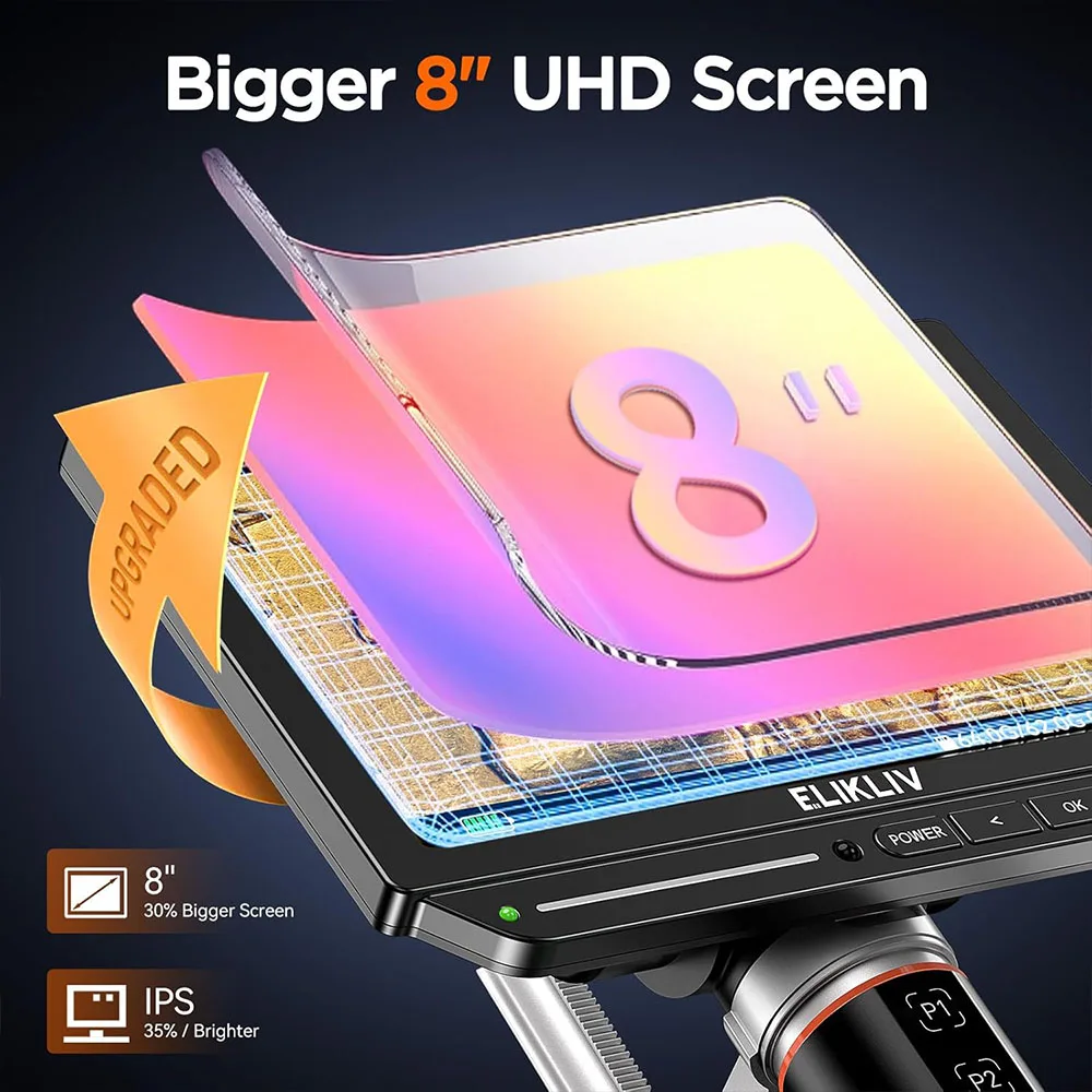 Elikliv オートフォーカス式デジタル顕微鏡 EM4K- - Digital Microscope 4K Hdmi 2000X のレビューと価格
