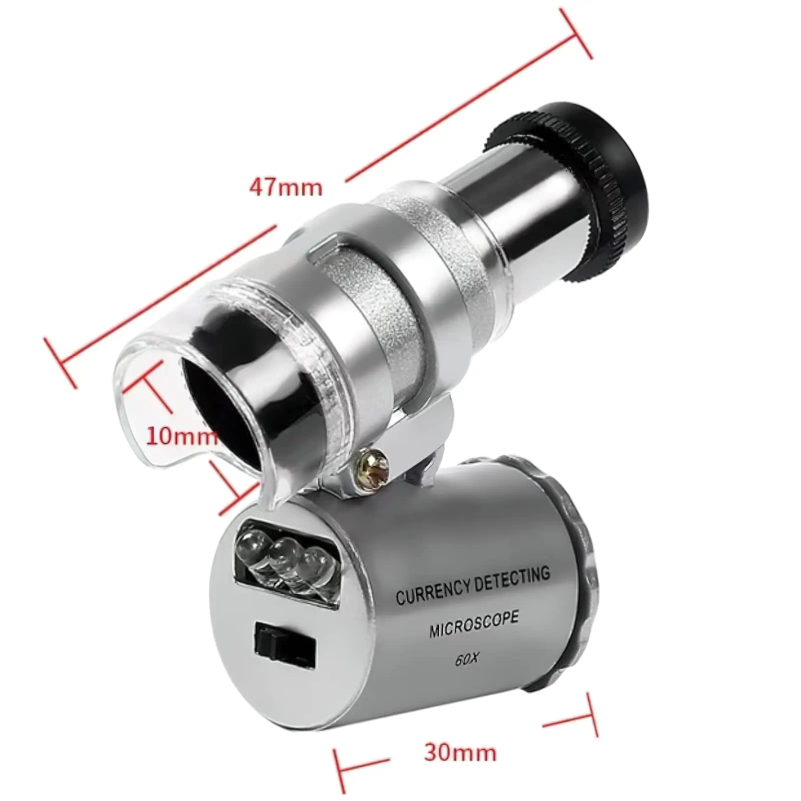 60倍の拡大率を持つ、LED紫外線ライト付きの宝石鑑定用ルー - Gem Microscope Jeweler のレビューと価格