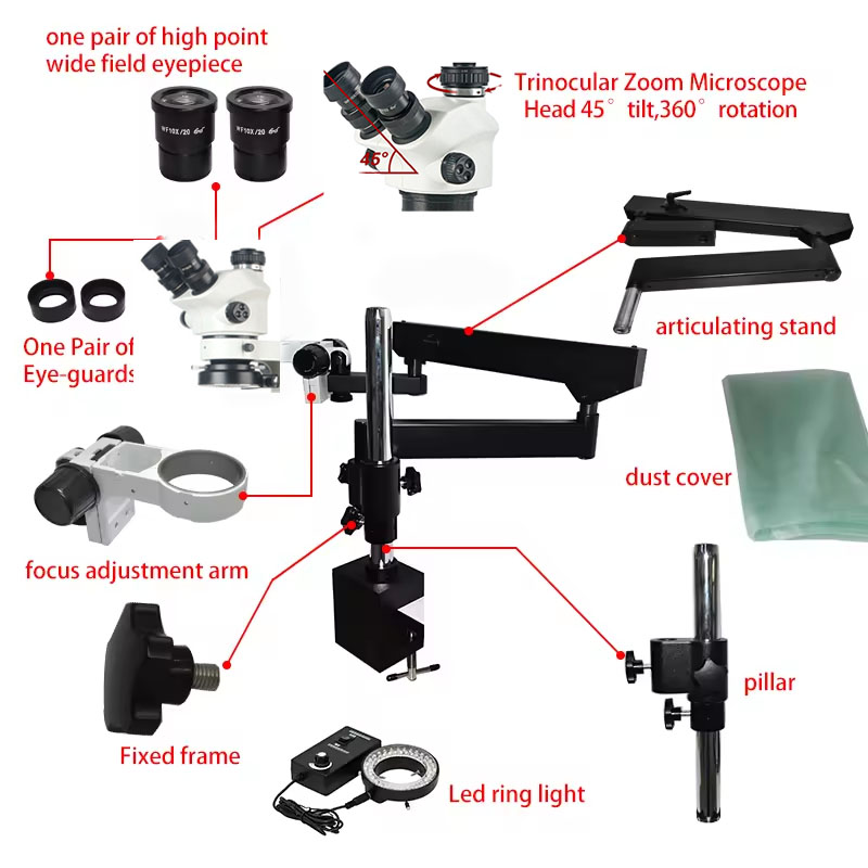フレキシブル関節式アーム大型可動ブームスタンド付き7-50倍 - Microscope Boom Stand Articulating のレビューと価格