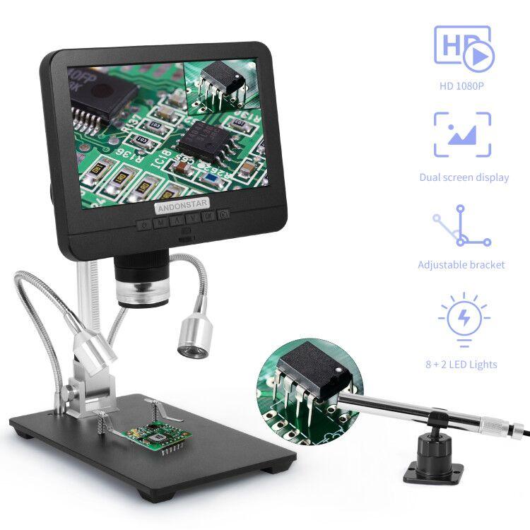 7 インチ画面 USB デジタル顕微鏡はんだ付け用内視鏡デュ - Digital Microscope With Screen 7 Inch のレビューと価格