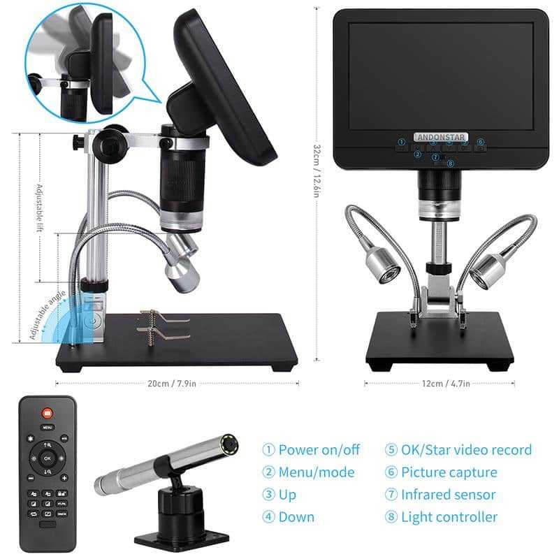 7 インチ画面 USB デジタル顕微鏡はんだ付け用内視鏡デュ - Digital Microscope With Screen 7 Inch のレビューと価格