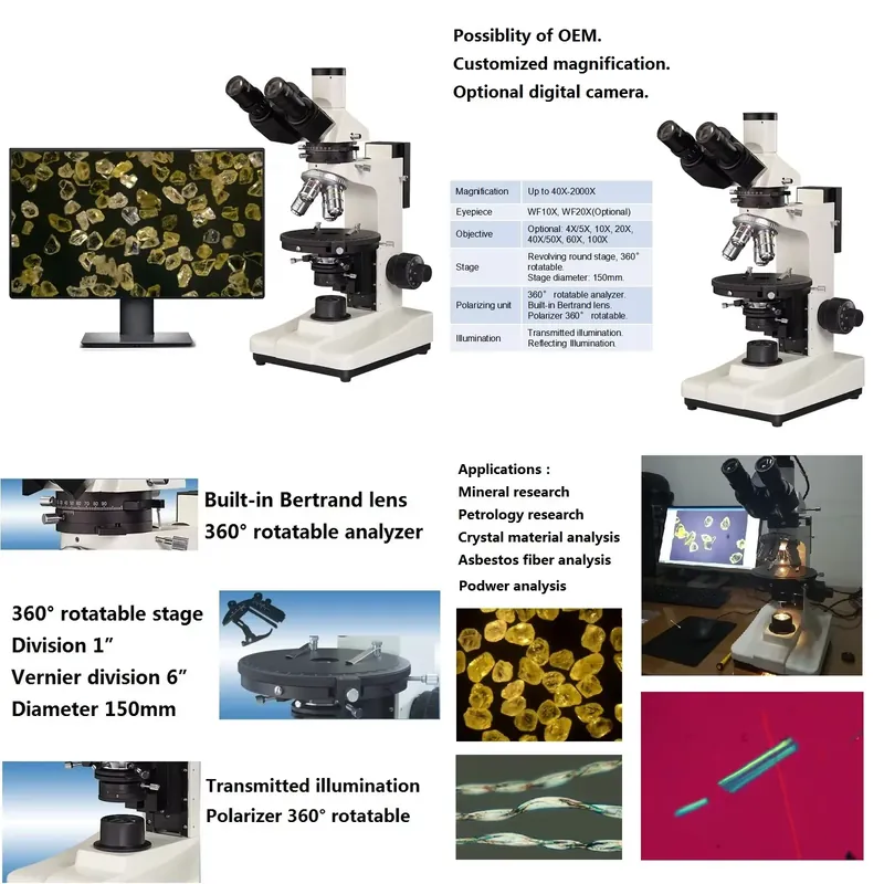 Boshida PL1506 40倍～2000倍 デジタル岩 - Polarizing Microscope Binocular のレビューと価格