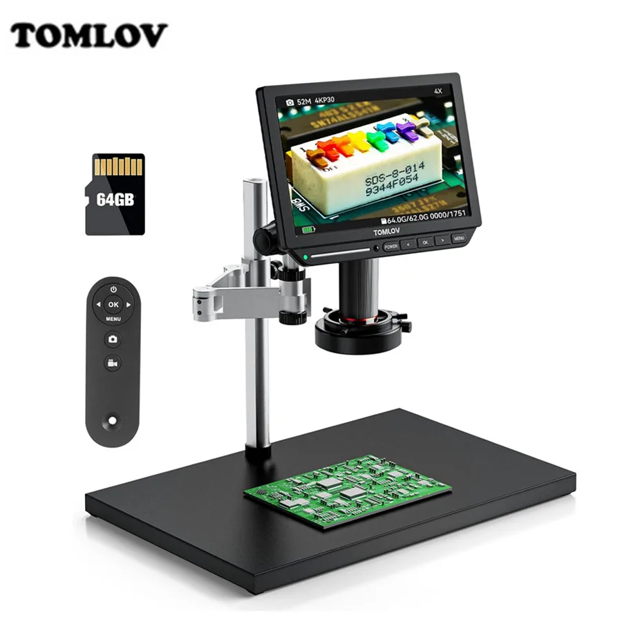 TOMLOV デジタル顕微鏡 4K 8インチ LCD コイン - Digital Microscope 4K Hdmi 2000X のレビューと価格