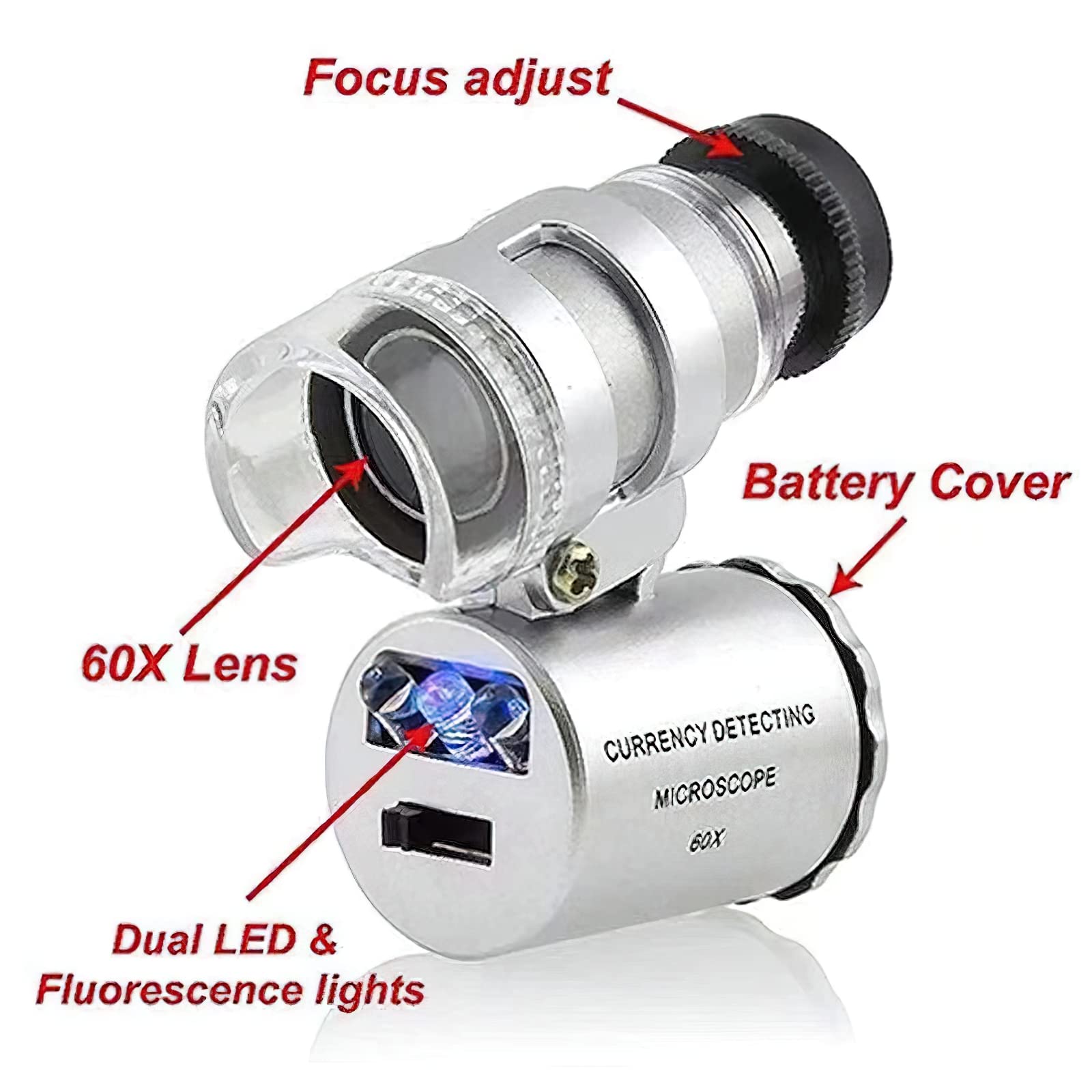 60x ジュエラーアイルーペ LED UV ライトポケット虫 - Gem Microscope Jeweler のレビューと価格